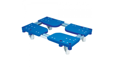 ルート工業（株）  303PP-01  ルート　コンテナ台車（伸縮式）　ルートボーイ３０３ＰＰ型（樹脂仕様）　最大：幅４３０×長さ６３０　質量５．３ｋｇ