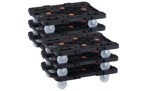 トラスコ中山（株）  MPK-500N-BK-M6  ＴＲＵＳＣＯ　まとめ買い　樹脂製平台車　連結式ルートバン　　ＭＰＫ－５００Ｎ－ＢＫ　６台セット