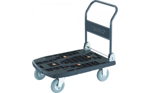 トラスコ中山（株）  MPK-906AR-BK  ＴＲＵＳＣＯ　樹脂台車　カルティオビッグ　折りたたみハンドル　９００Ｘ６００　空気入　黒