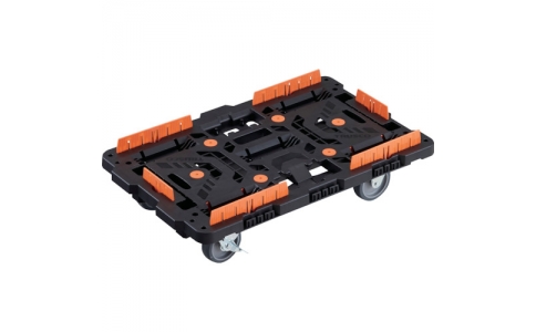 トラスコ中山（株）  BT700KJ3S2-E100  ＴＲＵＳＣＯ　連結式樹脂製平台車　ビートル　７００Ｘ４５０　自在３輪　内２輪ストッパー付　柵付